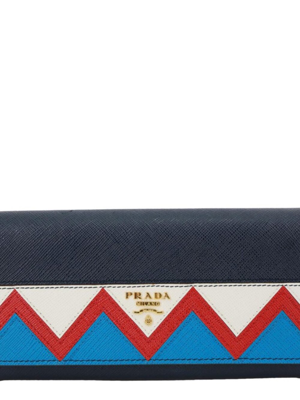 Prada  Saffiano Leather Continental Wallet Navy Blue